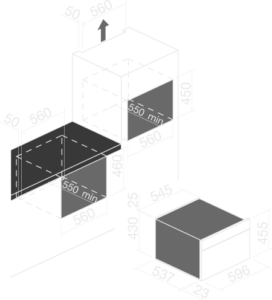 Icon Steel Combi-Steam Oven Built-In - 1FEVSVC Dimension
