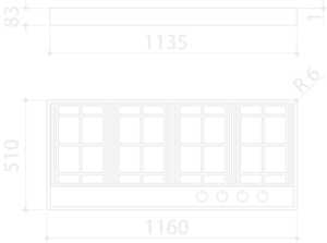120 cm Lab Evolution built-in and flush hob 1PLE3D Dimensions