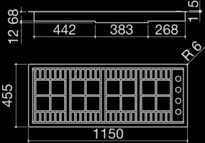 120 cm built-in and flush Lab hob-1PLB3T Dimensions