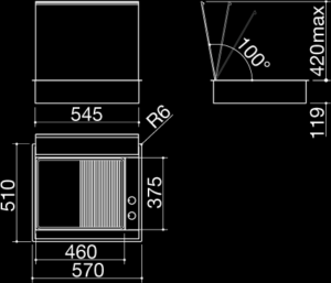 60 cm built-in and flush Lab Cover hob-1PLBCTK Dimensions