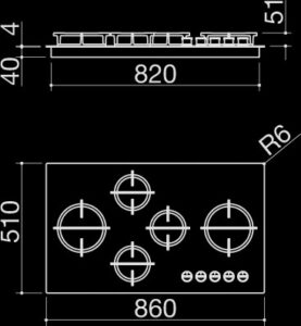 90 cm built-in Mood hob - 1PMD95N Dimensions