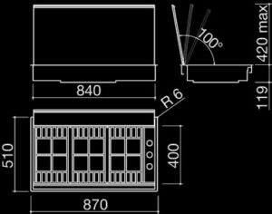 90 cm built-in and flush Lab Cover hob-1PLBC2T-Dimension