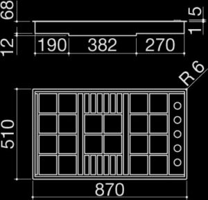 90 cm built-in and flush Lab hob - 1PLB5 Dimensions