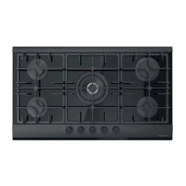 Linear Gas On Glass Hob Black 5 Zones